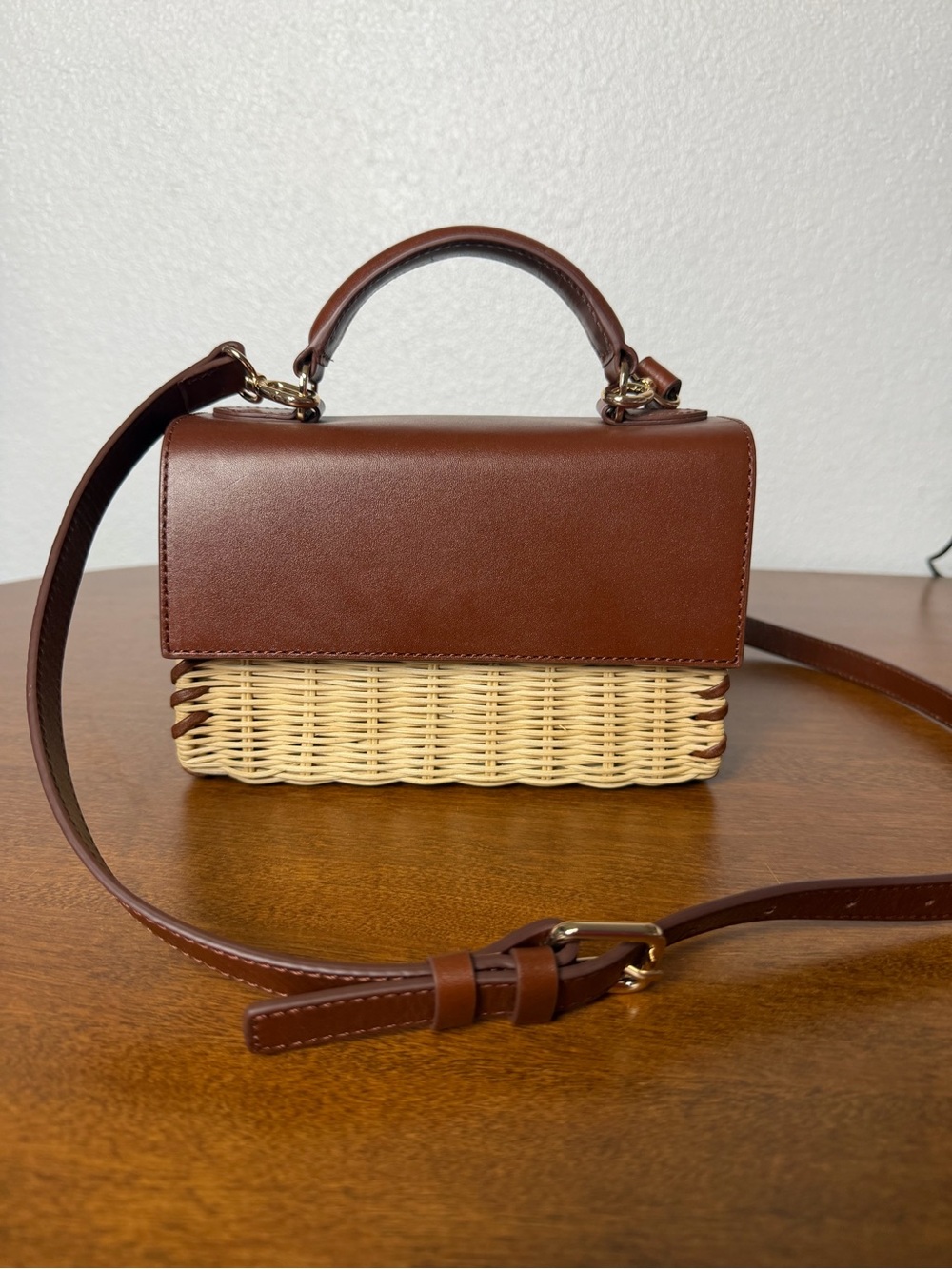 J.Crew Small Wicker & Leather Crossbody Bag - Picture 2 of 11